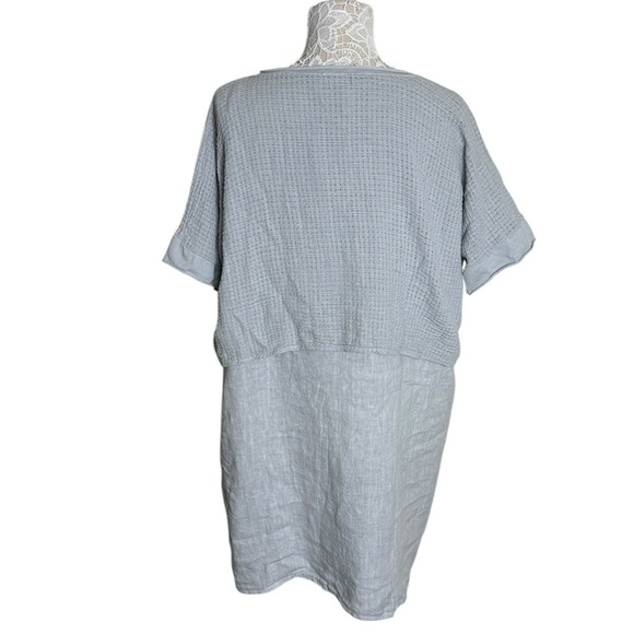 100% Lin Blanc Linen Sleeveless Dress and Cropped topper Lagenlook size 16 - Picture 2 of 9